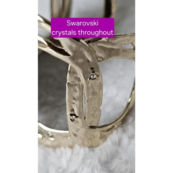 ALEXIS BITTAR liquid-molten rocky disk link Swarovski crystal bracelet cuff $435 - Picture 2 of 12